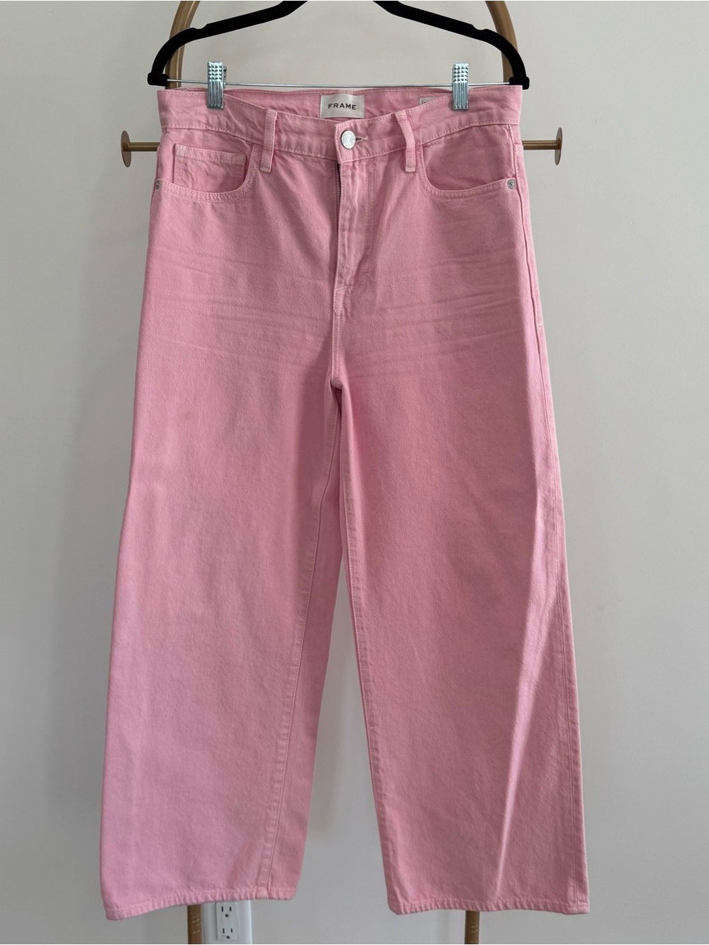 Frame Denim Soft Pink Wide-Leg Jeans